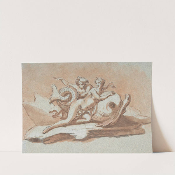 A Sea Nymph and a Triton on a Dolphin by Peter Anton von Verschaffelt