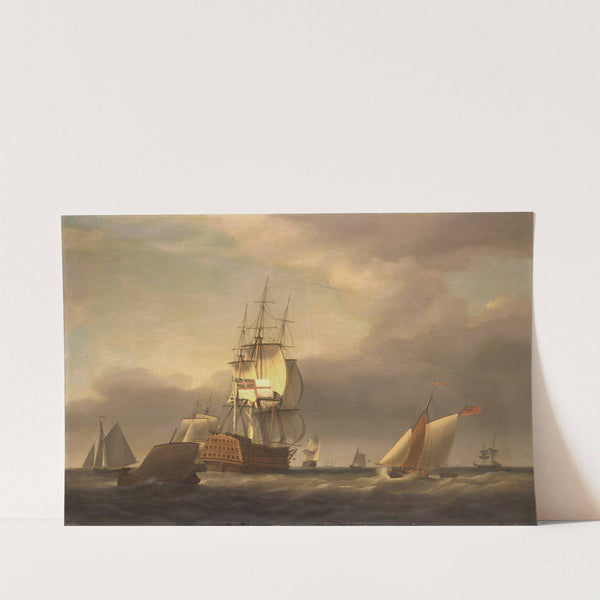 A Seascape with Men-of-War and Small Craft by Francis Holman