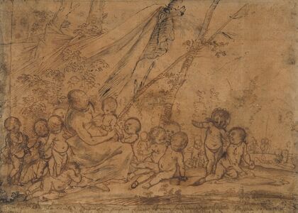 A Seated Female Figure Surrounded by Nude Infants
