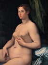 A seated female