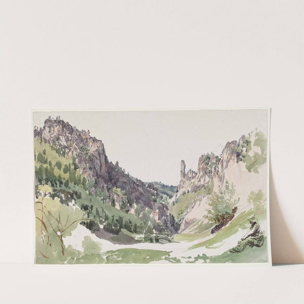 A Seated Man Contemplating a Sunlit Mountain Valley by Jakob Alt