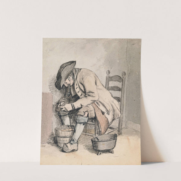 A Seated Man Leaning over a Pail by Wybrand Hendriks