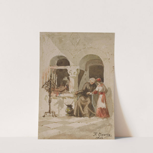 A seated monk with a standing acolyte (1842) by François Bonvin