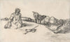 A Seated Shepherd with His Dog and Sheep