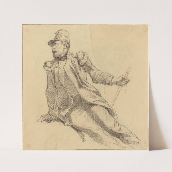 A Seated Soldier by Hippolyte Bellangé