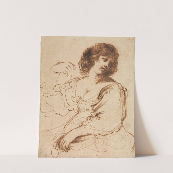 A Seated Young Woman Looking Over Her Shoulder by Guercino