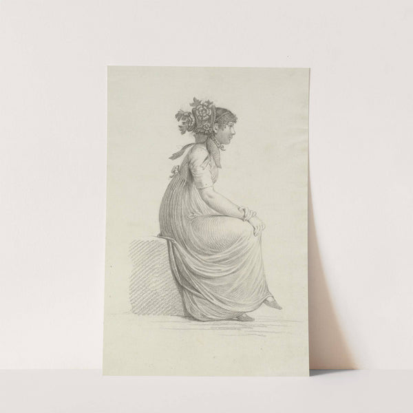 A Seated Young Woman Wearing a Fashionable Hat by Carl Wilhelm Kolbe the elder