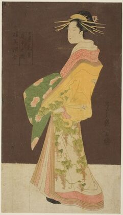 A Selection of Beauty from the Pleasure Quarters (Seiro bisen awase); Hanamurasaki of the Tamaya in Procession (Tamaya Hanamurasaki dochu no zu) — size preview