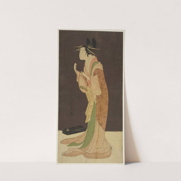 A Selection of Beauty from the Pleasure Quarters (Seiro bisen awase); Misayama of the Chojiya in Night Dress (Tokogi no zu – Chojiya Misayama) (c. 1796) by Chōbunsai Eishi