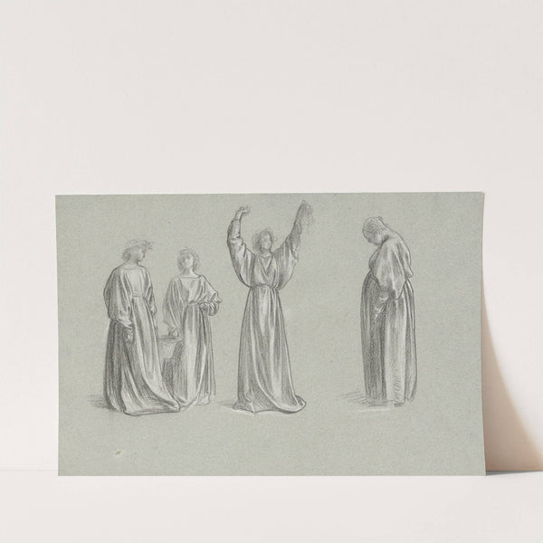 A sheet of studies for ‘Romola’; Monna Brigida’s conversion by Frederic Leighton