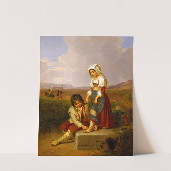 A Shepherd-Boy And A Girl In The Roman Campagna, In The Background Aqua Claudia by Penry Williams