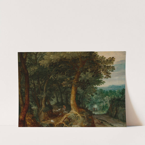 A shepherd in a wooded landscape by Gillis van Coninxloo