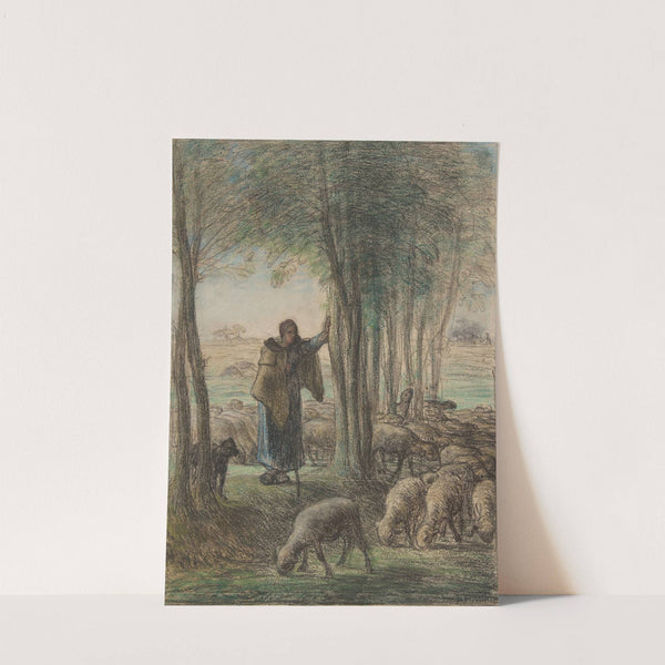 A Shepherdess and Her Flock in the Shade of Trees by Jean-François Millet