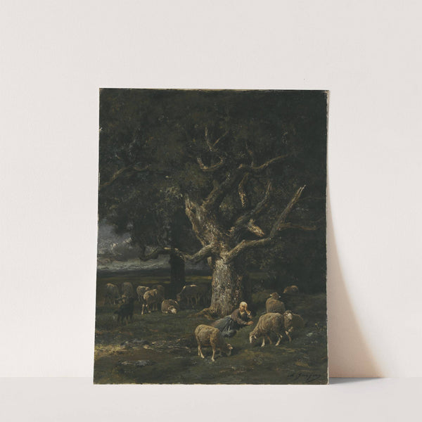 A Shepherdess and her Sheep by Charles Emile Jacque