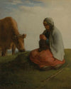 A shepherdess knitting