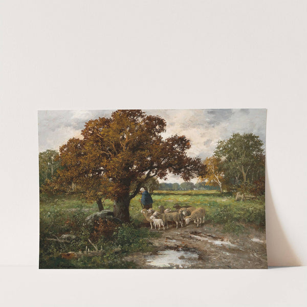 A Shepherdess with a Flock of Sheep by Adolf Kaufmann
