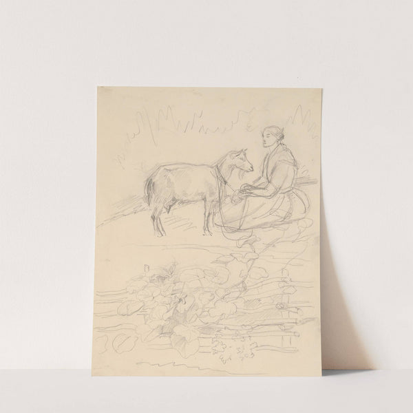 A shepherdess with a goat by Józef Simmler