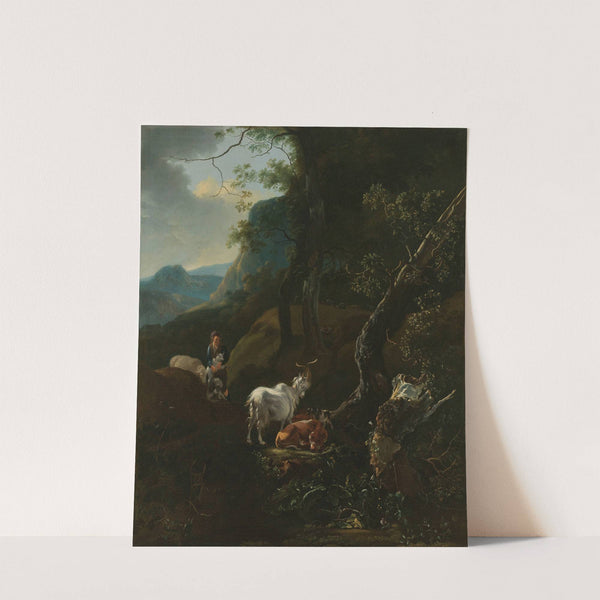 A Sherpherdess with Animals in a Mountainous Landscape (1649 - 1673) by Adam Pynacker