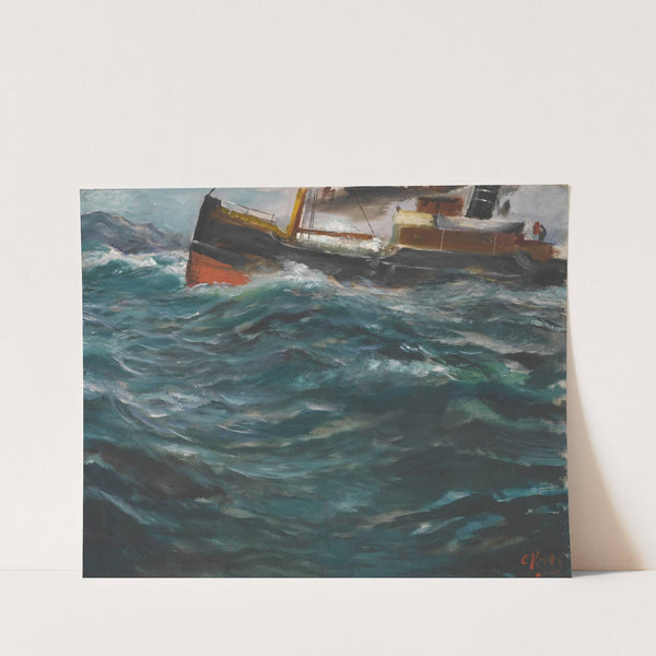 A Ship In Rough Seas by Christian Krohg