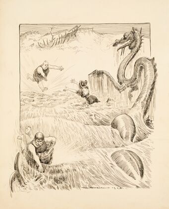 A ship representing Democracy has been wrecked by a Chinese dragon (1908) — size preview