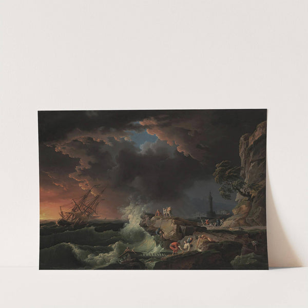 A shipwreck with figures coming ashore by Claude-Joseph Vernet