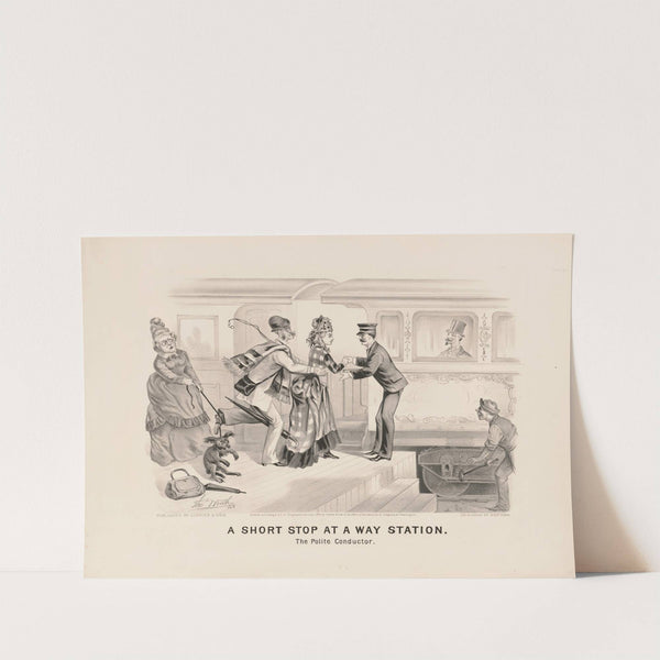 A short stop at a way station; the polite conductor (1875) by Thomas Worth
