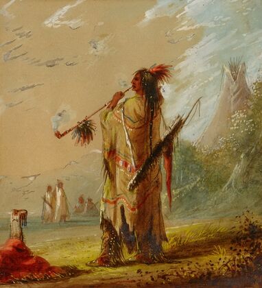 A Shoshonee Indian Smoking