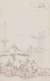 A sketch of a market outside the railings of St. Dominic’s Church, Macau