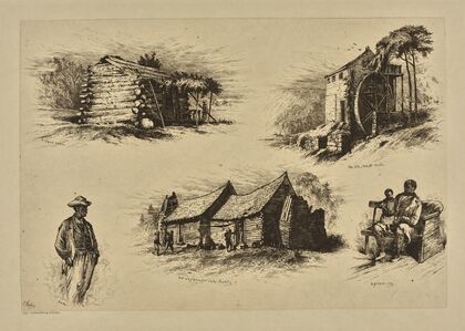 A slave cabin. The old grist mill. Sam. ‘Got any pies for sale, Aunty’ A picaninny. (1876)