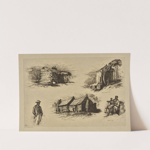A slave cabin. The old grist mill. Sam. ‘Got any pies for sale, Aunty’ A picaninny. (1876) by Edwin Forbes