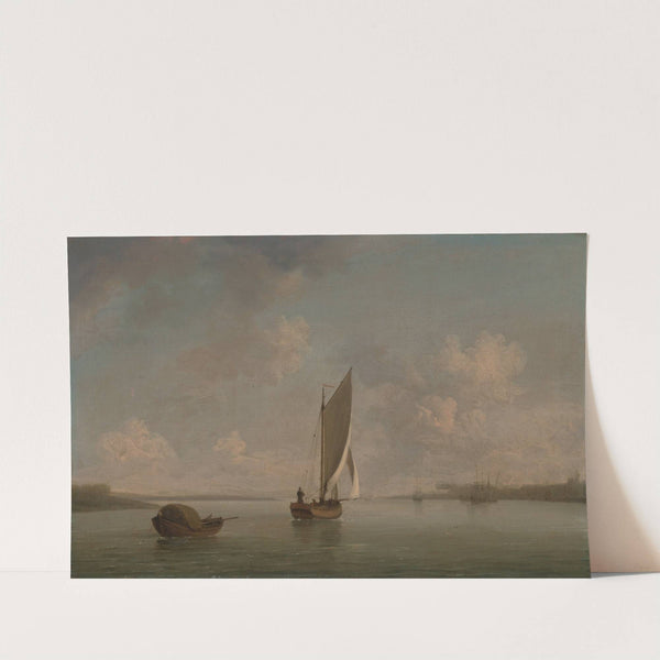 A Smack Under Sail in a Light Breeze in a River by Charles Brooking