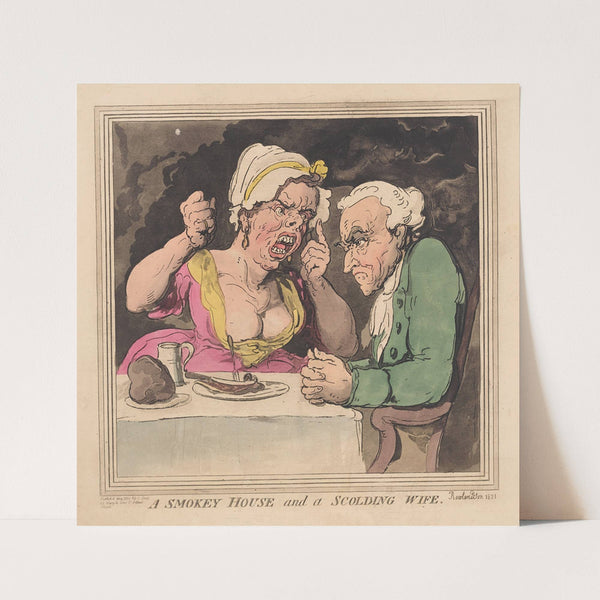 A smokey house and a scolding wife (1821) by Thomas Rowlandson