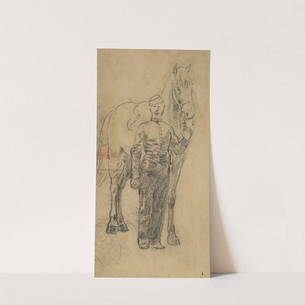 A soldier leading a horse by Alfred Rudolph Waud