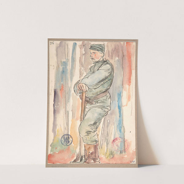 A soldier of the Polish Legions digging shooting ditches by Leopold Gottlieb