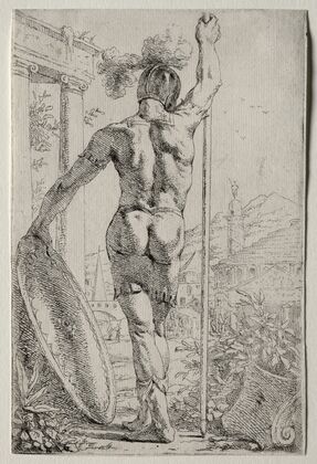 A Soldier Standing, Seen from Behind