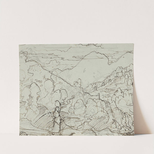 A Southern Landscape with a Woman Carrying a Jar on her Head by Franz Theobald Horny