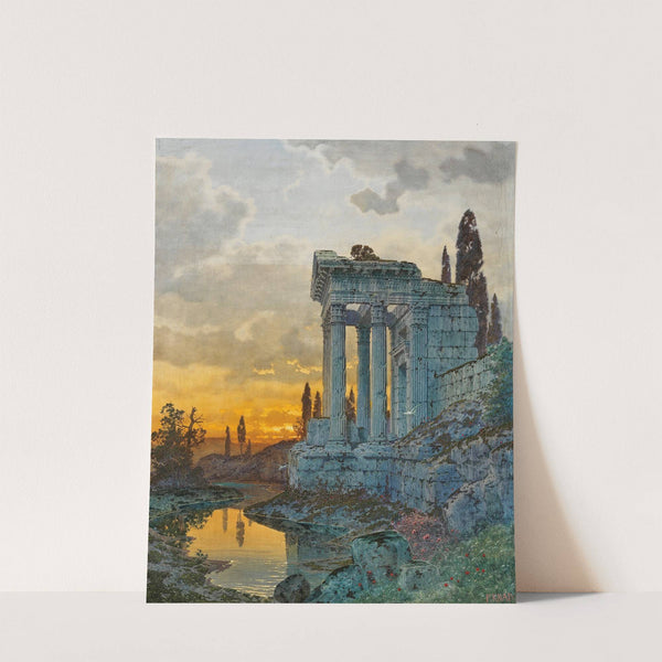 A Southern Landscape with Ruins of an Antique Temple by Ferdinand Knab