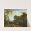 A southern landscape with travellers in front of a fortified town by Johannes Glauber