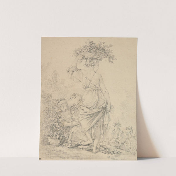 A standing young woman and others gathering flowers (‘La Jardinière’) by François Boucher