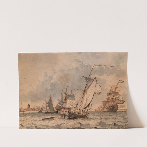 A States Yacht and other Shipping off the Dutch Coast (1696) by Ludolf Backhuysen