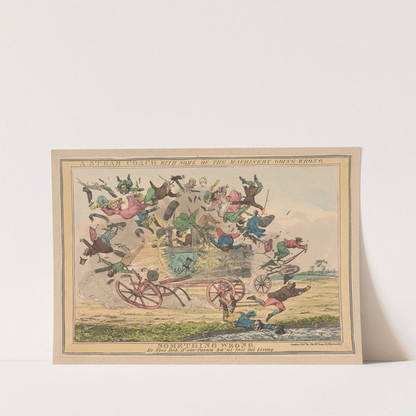 A steam coach with some of the machinery going wrong. Something wrong, my eyes Bob, if our parson ha’nt lost his living. (19th Century)