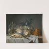 A Still Life Of Mackerel, Glassware, A Loaf Of Bread And Lemons On A Table With A White Cloth (1787) by Anne Vallayer-Coster