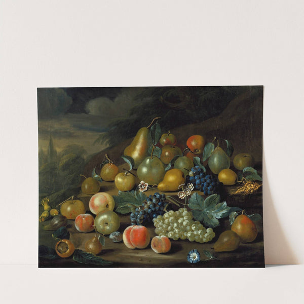 A Still Life of Pears, Peaches and Grapes (1734) by Charles Collins