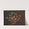 A Still Life With A Basket Of Tulips, Carnations And Other Flowers On A Stone Plinth by José de Arellano