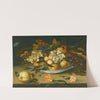 A Still Life With A Delft Bowl Containing Fruit, On A Ledge With Flowers, Insects And A Lizard by Balthasar van der Ast