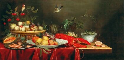 A Still Life With Fruit And A Lobster,