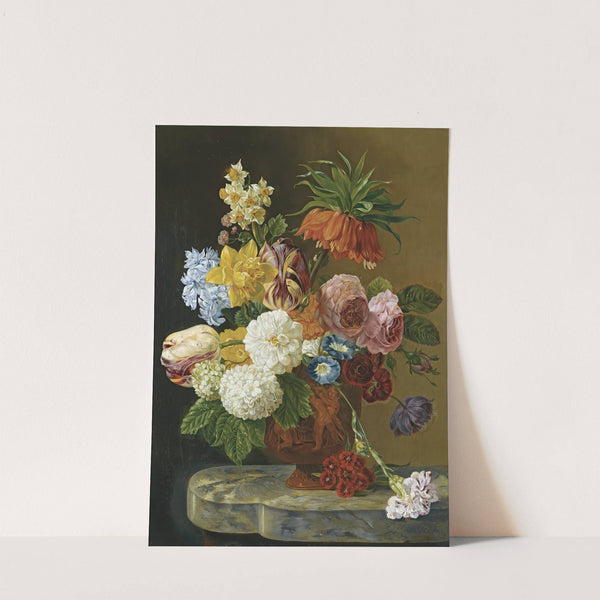 A Still Life With Roses, Peonies, Tulips, Daffodils, Carnations And Other Flowers In A Vase by Georgius Jacobus Johannes van Os