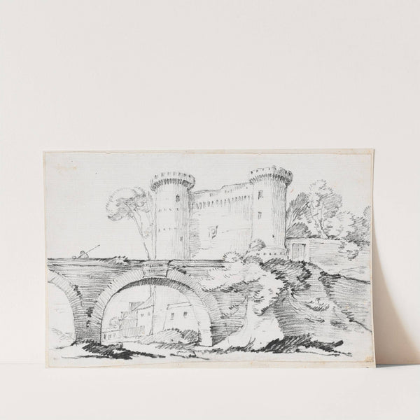 A Stone Bridge and the Fortified Entrance to a Town by Joseph-Marie Vien