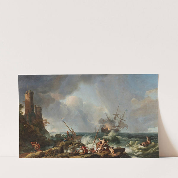 A storm on a rocky coast by Adrien Manglard