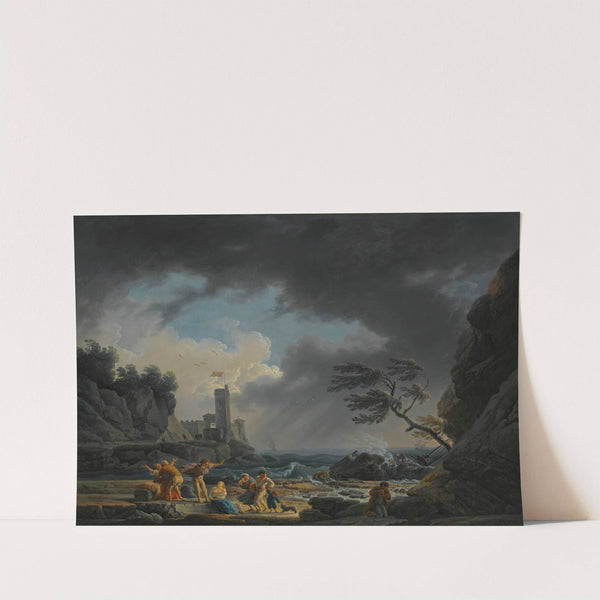 A Stormy Coastal Scene With Figures On A Beach Having Escaped A Shipwreck Engraved By Klauber (1784) by Claude-Joseph Vernet